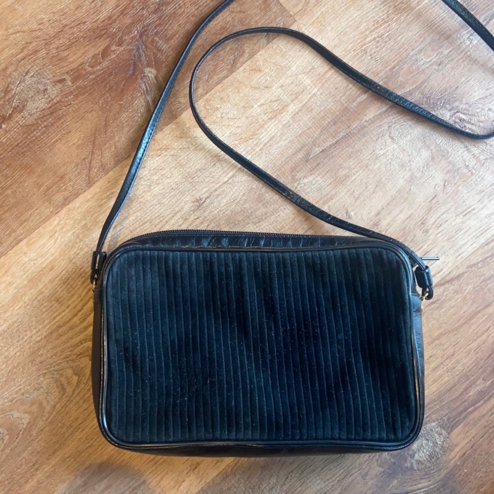 Vintage 1970’s Robert Bestién Original Small Black Corduroy Shoulder Bag